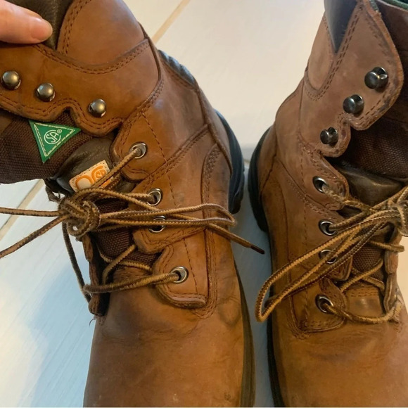 Red Wing Shoes Brown Poplar  Frontier Leather Work Steel Toe Boots 9.5 - Picture 8 of 14
